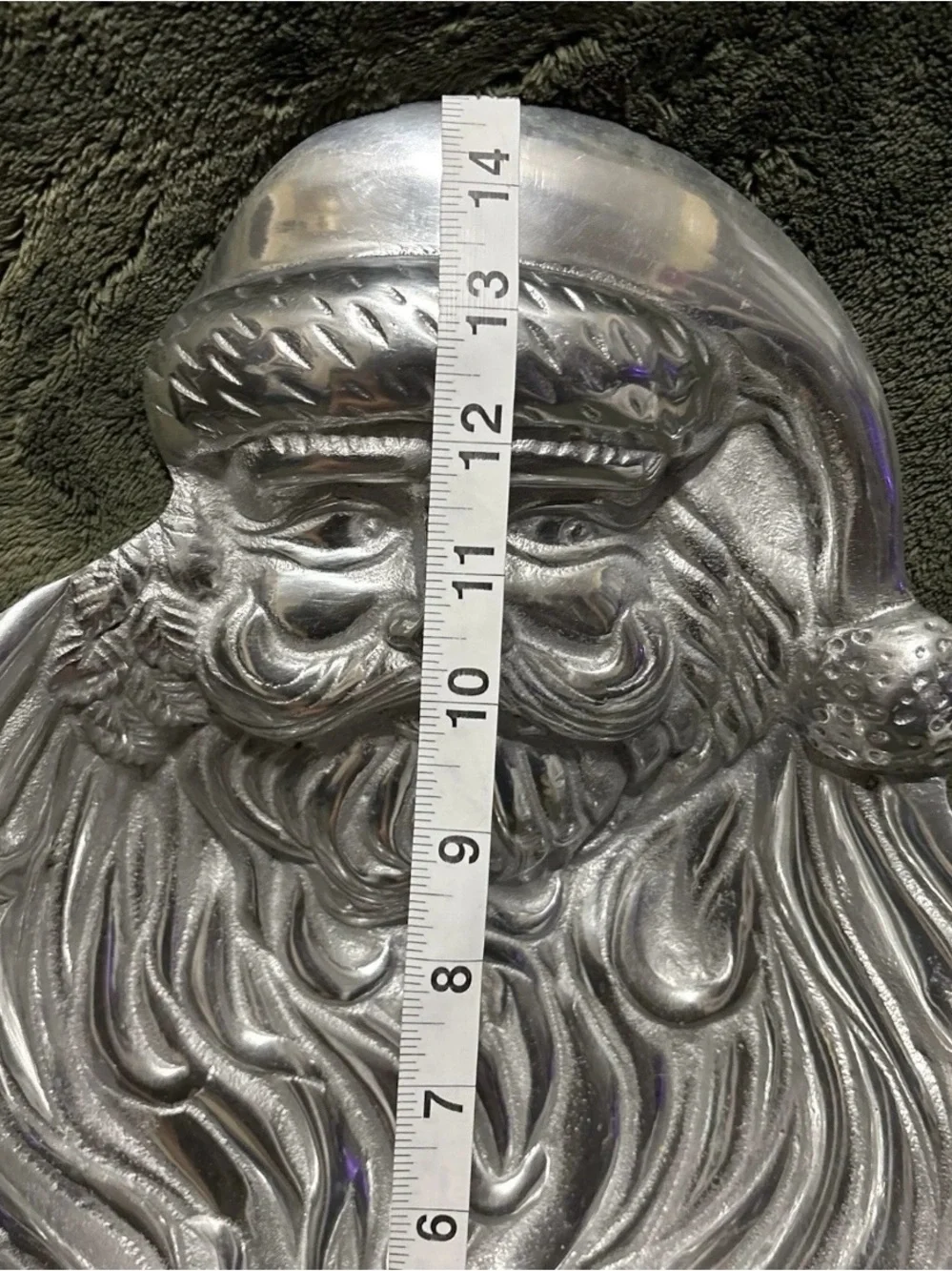 Vintage Santa Face Serving Dish Tray Christmas Metal  Plate Cookies